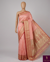 The Rose Quartz Glow: Pink Metallic Tissue Silk Saree