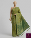 The Moss Harmony: Olive Green Silk Saree with Full Floral Jaal
