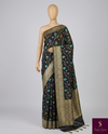 The Midnight Bloom: Black Banarasi Chanderi Saree with Meenakari Florals