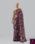 The Vintage Vineyard: Deep Wine Chiffon Saree with English Floral Print