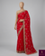 The Scarlet Symphony: Cherry Red Chiffon-Georgette Saree with Scalloped Zardosi Border
