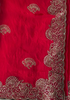 The Scarlet Symphony: Cherry Red Chiffon-Georgette Saree with Scalloped Zardosi Border