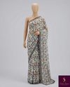 The Ivory Meadow: Off-White Italian Silk Saree with English Floral Print
