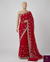 The Crimson Grace: Royal Red Georgette Saree with Scalloped Embroidered Border