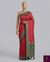 The Mughal Garden: Cherry Red Banarasi Silk Saree with Emerald Shikargah & Palace Arch Pallu