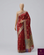 The Crimson Loom: Deep Maroon-Red Banarasi Cotton Saree with Meenakari Buttas
