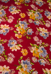 The Scarlet Meadow: Crimson Red Printed Chiffon Saree with English Garden Florals
