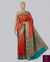 The Vermilion Loom: Burnt Red Kanchipuram Saree with Sea Green Contrast & Zari Brocade