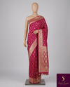 The Varanasi Jaal: Rani Pink Banarasi Kanti Saree with Antique Golden Zari Floral Network