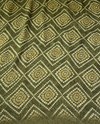 The Emerald Lattice: Olive Moss Bandhani-Print Drape with Shimmering Micro-Sequined Border