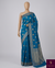 The Indigo Loom: Prussian Blue Raw Silk Saree with Classic Golden Zari Butta Design