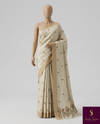 The Deccani Glade: Off-White Tussar Cotton Saree with Multi-Hued Wildflower Pallu