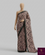 The Charcoal Dahlia: Charcoal Black Chiffon Saree with Blush Pink Floral Print
