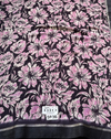 The Charcoal Dahlia: Charcoal Black Chiffon Saree with Blush Pink Floral Print