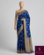 The Royal Crest: Royal Blue Raw Silk Saree with Ornate Gold Banarasi Border