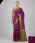 The Orchid Grove: Deep Magenta Satin Silk Saree with Olive Green Zari Border