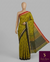 The Mosswood Loom: Olive Green Printed Cotton Saree with Traditional Temple Borders