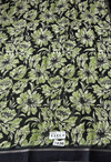 The Ivy Arbour: Charcoal Black Printed Saree with Sage Green Botanical Blooms