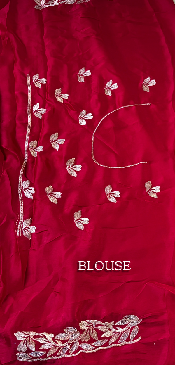 The Maroon Midnight: Deep Wine Maroon Saree With Silver Cutwork Lace Border