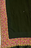 The Emerald Enigma: Deep Bottle Green Saree With Pink and Gold Embroidered Border