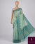 The Mint Malhar: Mint Green Linen Saree With Peacock Blue Temple Border