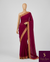 The Wine Charvi: Deep Plum Saree with Detailed Thread Embroidery Borders