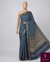 The Indigo Yamuna: Prussian Blue & Ochre Raw Silk Printed Saree