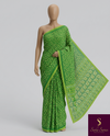 The Harita Ira: Lime Green Botanical Printed Saree