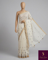 The Anwita Riva: Ivory & Gold Zari Pure Cotton Saree