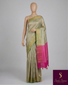 The Sharanya Vilasa: Pistachio Green & Rani Pink Banarasi Silk Saree