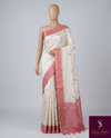 The Ananya Vilasa: Off-White & Gulabi Pink Tussar Silk Cotton Saree