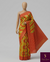 The Tejasvi Riva: Mustard Yellow & Vermilion Red Printed Brasso Saree