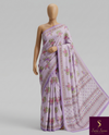 The Lavanya Riva: Lilac Lavender Floral Printed Brasso Saree