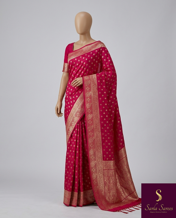 The Meenakshi Vilasa: Rani Pink & Antique Gold Banarasi Silk Saree