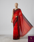 The Damini Riva: Scarlet Red & Ebony Black Printed Chiffon-Georgette Saree