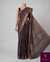 The Avantika Riva: Aubergine Purple Floral Chiffon-Kota Saree with Gold Zari Border