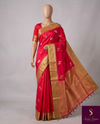 The Kalyani Vilasa: Ruby Pink & Gold Zari Satin Silk Saree