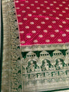 The Royal Durbar: Rani Pink Banarasi Silk Saree with Emerald Shikargah & Palace Pallu