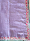 The Vritika Vilasa: Lilac Embroidered Tissue Saree