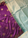 The Yamini Vilasa: Deep Plum & Turquoise Cyan Kanchipuram Silk Saree