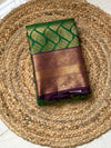 The Kadambari Vilasa: Sage Olive & Royal Purple Kanchipuram Silk Saree
