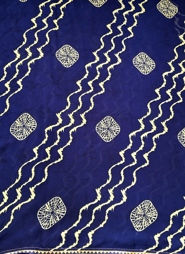 The Tarini Riva: Midnight Navy Leheriya Printed Saree