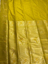 The Kritika Malini: Olive Green & Gold Raw Silk Saree