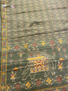 The Olive Procession: Sage Olive Cotton Silk Saree with Madhubani Elephant Motif Pallu