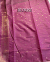 The Blush Temple: Pastel Pink Organic Linen Saree with Temple Ikat & Gold Zari