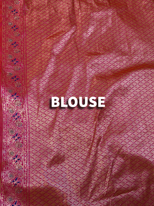 The Meenakshi Vilasa: Muted Purple & Rani Pink Woven Saree