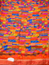 The Agni Ira: Tangerine Abstract Printed Chiffon Saree