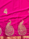 The Ananya Vilasa: Magenta Pink Crepe Silk Saree