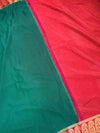The Devika Vilasa: Emerald Green & Crimson Mysore Crepe Silk Saree
