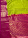 The Festive Zest: Parrot Green Kanchipuram Silk Saree with Rani Pink Zari Border